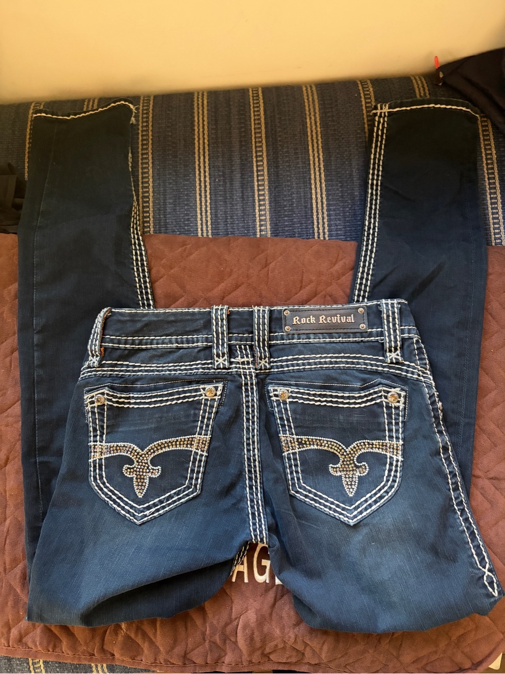 Rock Revival Size 28 “Aida” Skinny Jeans with Embroidered Back Pockets